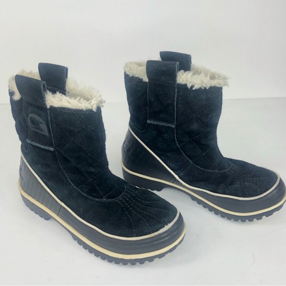 Sorel Tivoli II Black Fur Winter Boots Size 6.5
